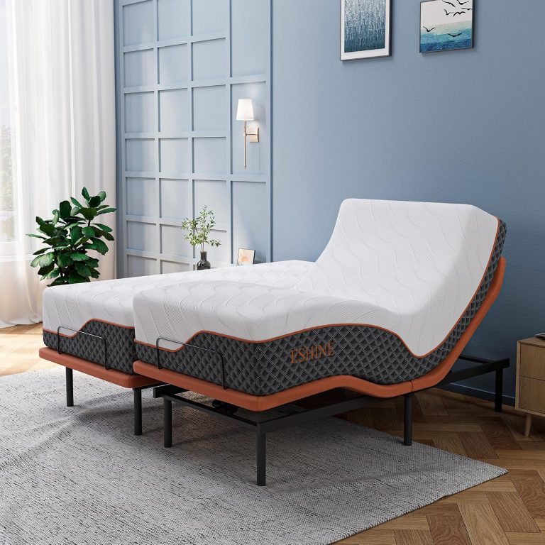 ESHINE E6000 Split King adjustable bed with 14-inch hybrid mattress