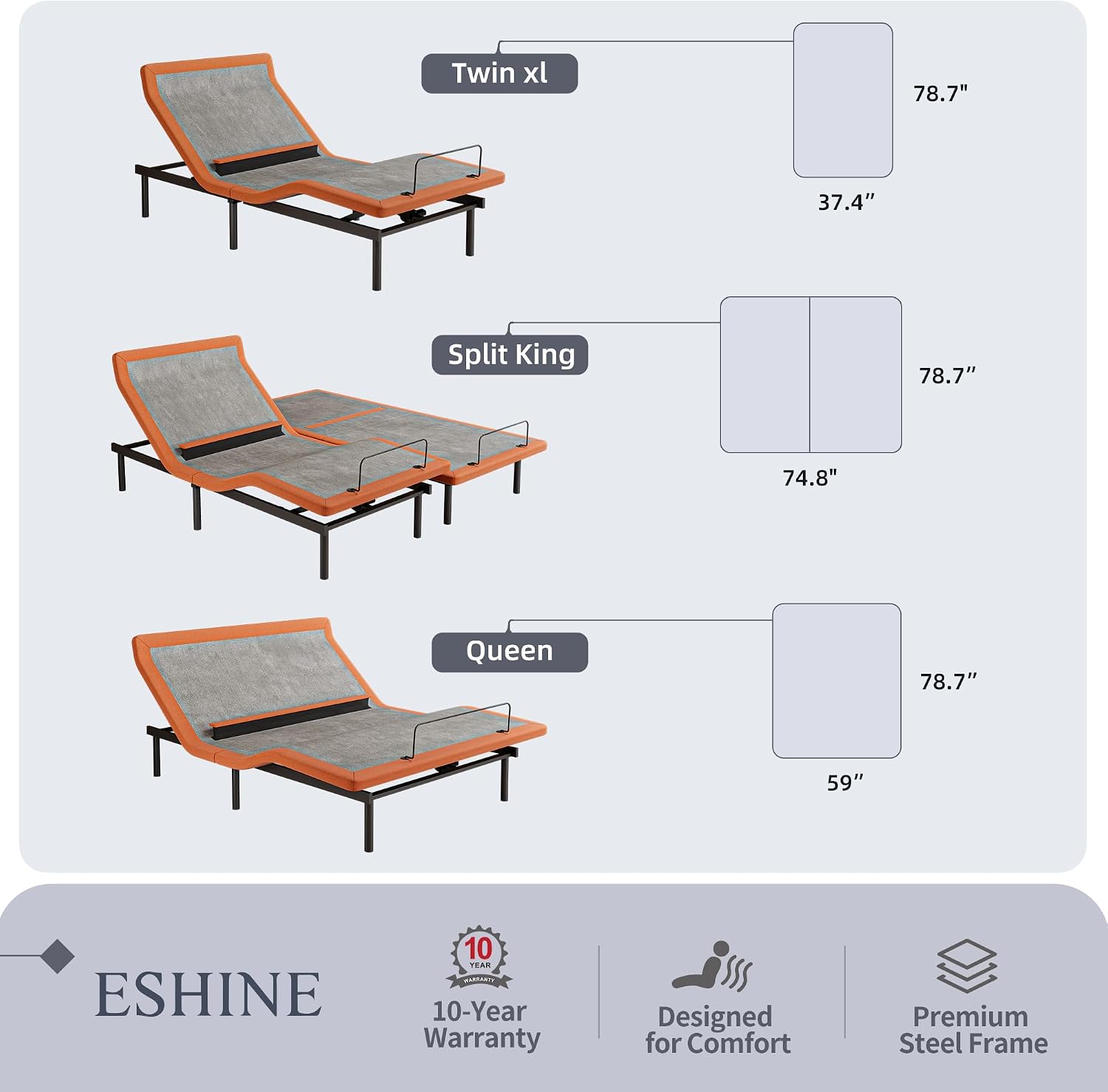 ESHINE E6000 Split King adjustable bed product view