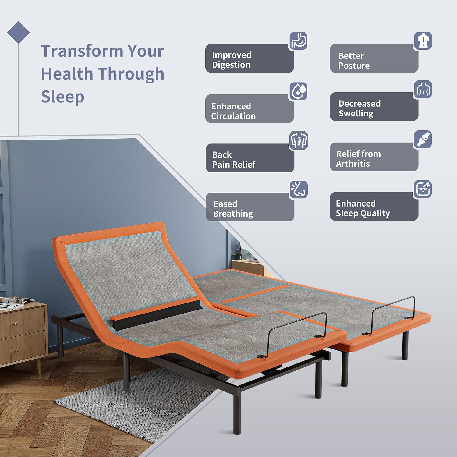 ESHINE E6000 adjustable bed controls and positioning